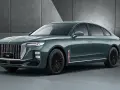 Elegancki, ciemnozielony Hongqi H9 z chromowanymi detalami i czarnymi felgami. Sprawdź, jaka jest hongqi h9 cena.