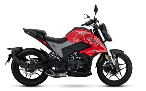 Sportowy motocykl w kolorze czerwono-szarym, idealny na pierwsze prawo jazdy a1.
