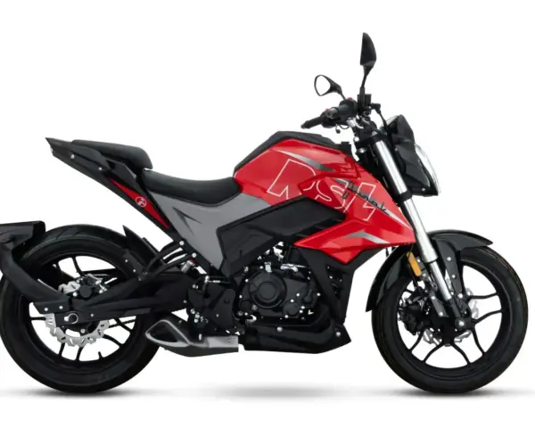 Sportowy motocykl w kolorze czerwono-szarym, idealny na pierwsze prawo jazdy a1.