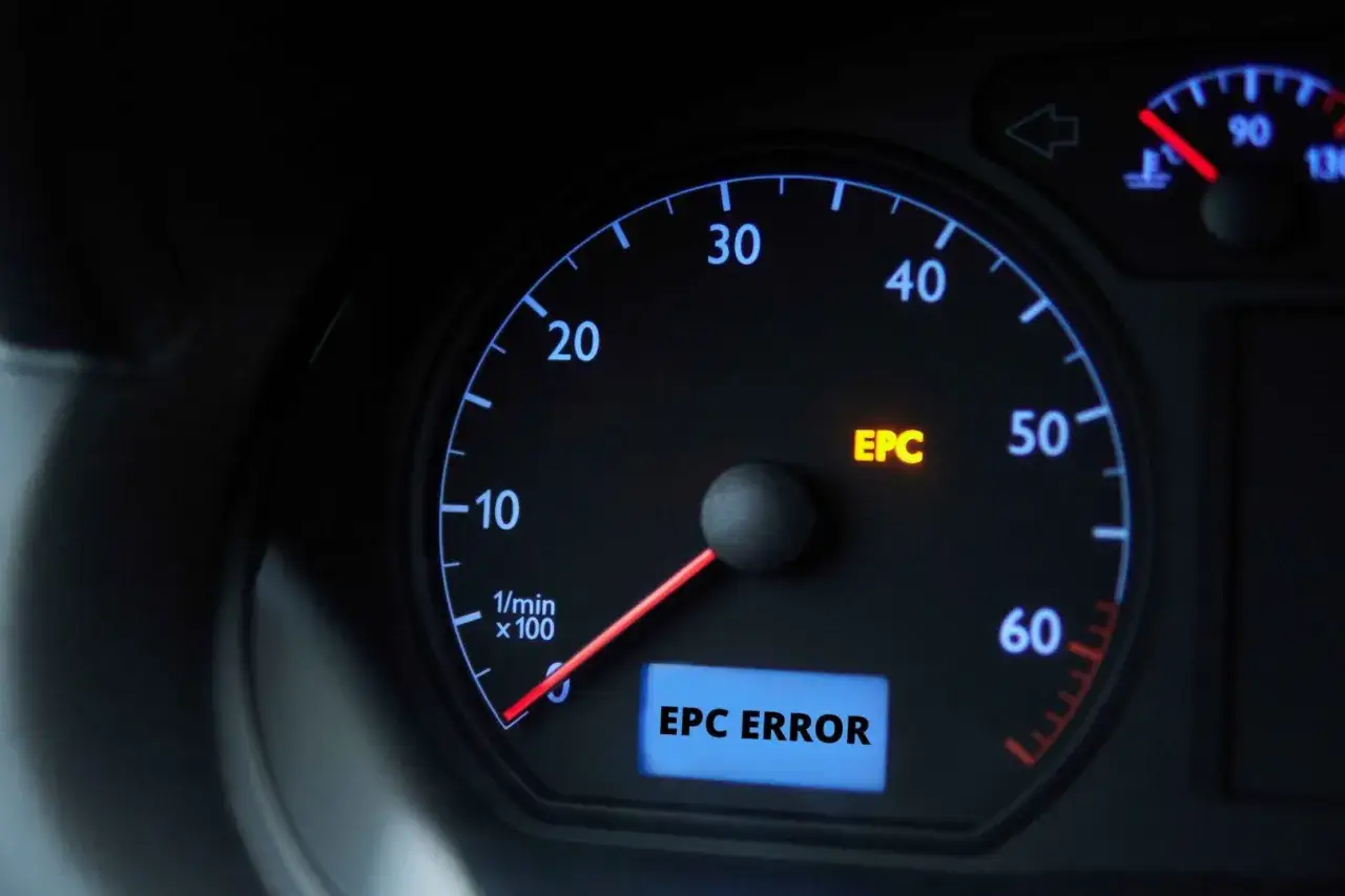 Na desce rozdzielczej świeci się żółta kontrolka EPC, a na ekranie wyświetla się komunikat