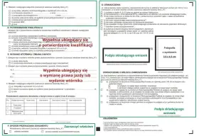 Formularz wniosku o wymianę prawa jazdy po ślubie, z miejscem na zdjęcie 3,5x4,5 cm.